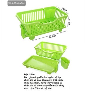 Rỗ úp chén dĩa có khay đựng nước