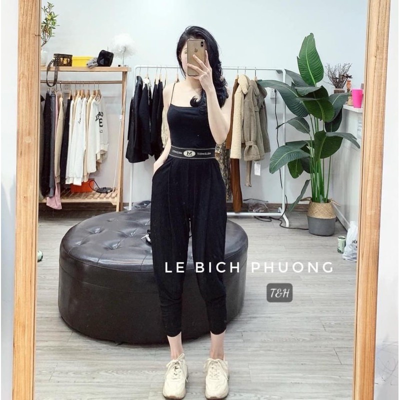 QUẦN BAGGY GÂN TĂM CẠP CHUN CHỮ