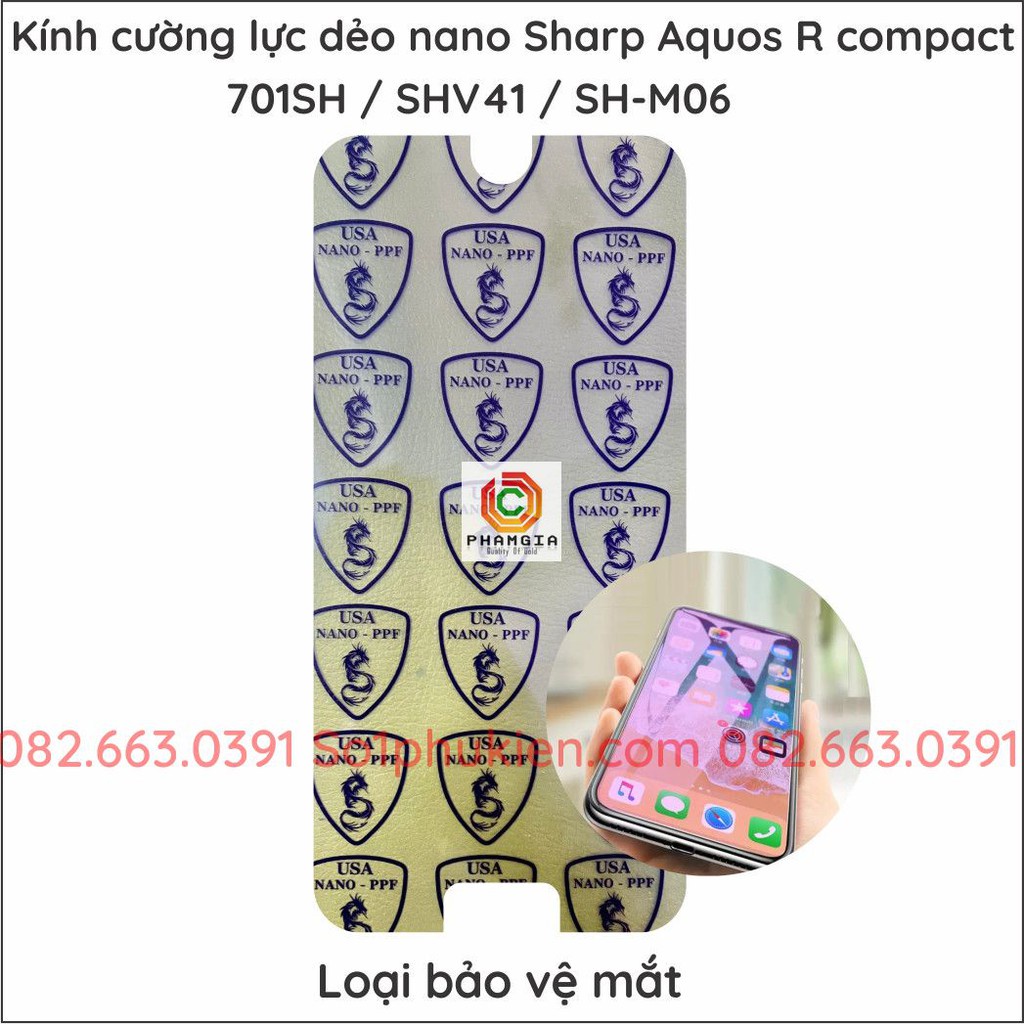 Kính cương lực dẻo nano Sharp Aquos R Compact 701SH / SHV41 / SH-M06 siêu bền  chống vỡ, trong suốt, full 98% màn hình