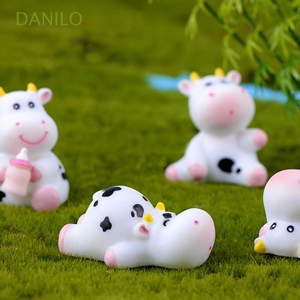 Mô hình trang trí hình bò sữa mini bằng nhựa resin sáng tạo trang trí tiểu cảnh / nhà cửa / văn phòng