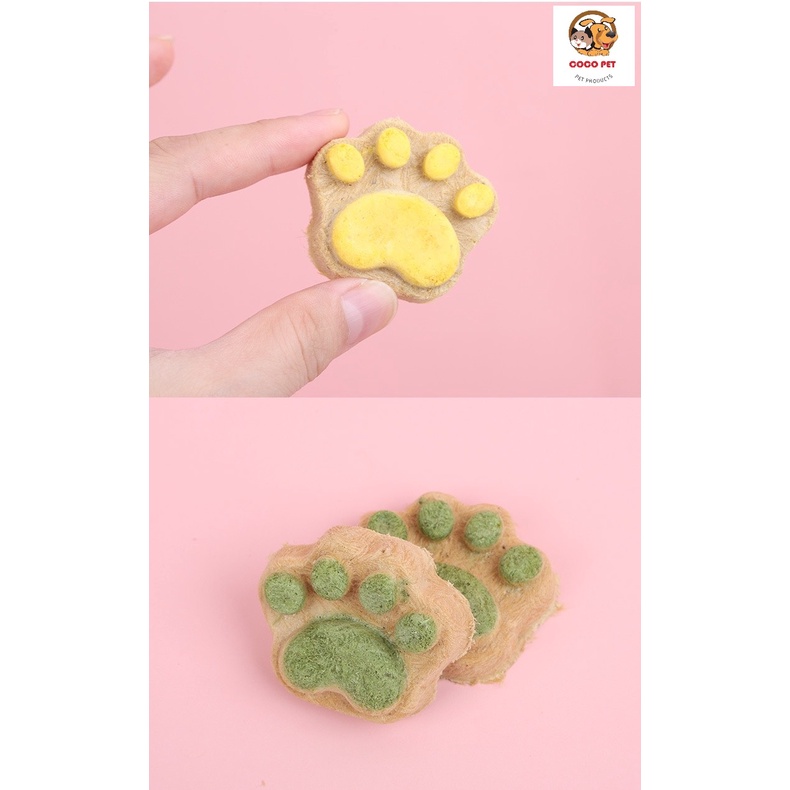 Hộp 8 Gói Bánh Thưởng Thịt Rau Củ Quả Xay Sấy Khô Dinh Dưỡng Cho Chó Mèo Hình Bàn Chân Mèo Ngộ Nghĩnh