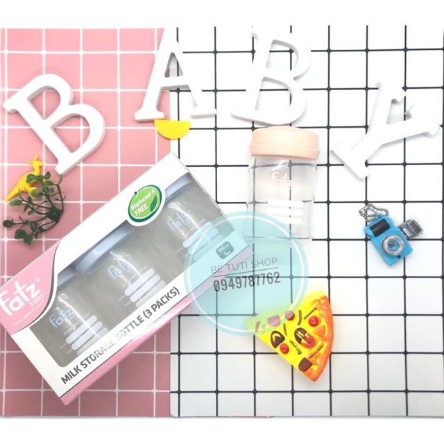 Combo sỉ bộ 3 bình trữ sữa cổ rộng Fatz 150ml
