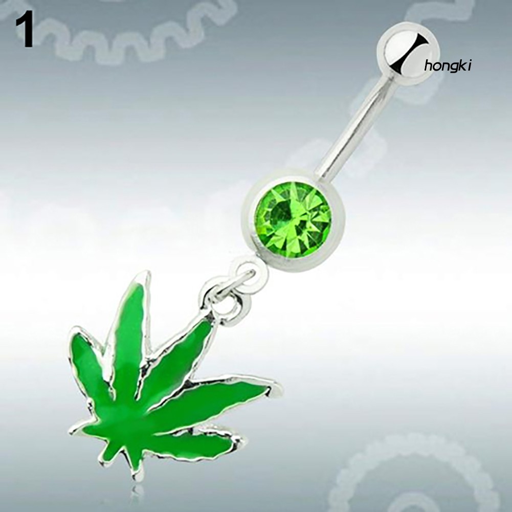 Khuyên Rốn Hình Lá Phong Đính Đá Thời Trang