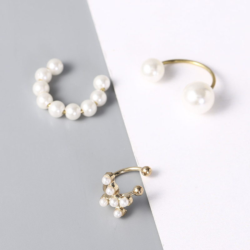 Set 3 khuyên tai gắn hạt ngọc trai nhân tạo thời trang cá tính cho nữ