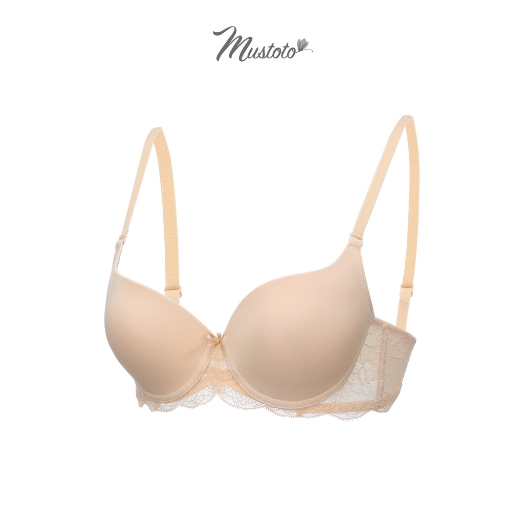 Áo Lót Nữ Mút Vừa 2cm Nâng Ngực Trơn Phối Ren Bra Osaka (Mustoto MA23)
