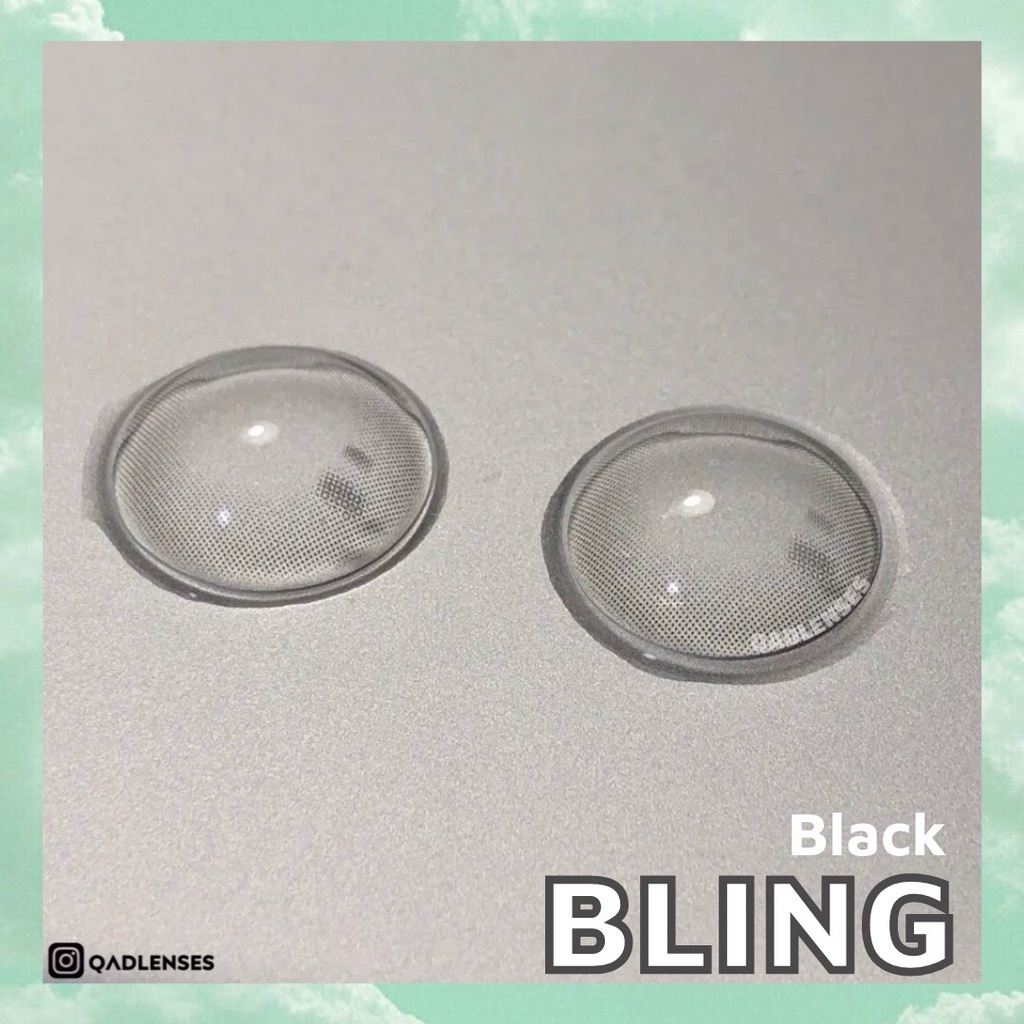 Lens đen tự nhiên cận không giãn tròng kèm khay dụng cụ đeo Bling Black - Kính áp tròng dành cho mắt - Qadlenses