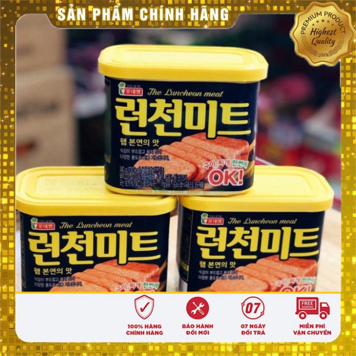 [BÁN SỈ] Thịt Hộp Lotte Hàn Quốc 340g HSD 2024 The Luncheon Meat FREE SHIP Thịt Hộp Spam Nắp Vàng