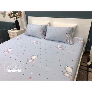 Bộ Ga Gối Lụa Tencel Mèo Cute  ( Ảnh thật 100%)