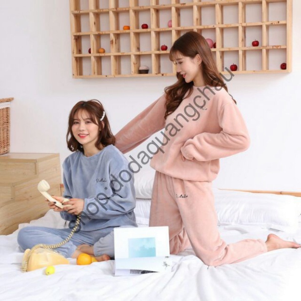 BỘ ĐỒ NGỦ🍀FREESHIP🍀BỘ BÔNG NGỦ MẶC Ở NHÀ D STUDIO VẢI NHUNG Gồm Quần + Áo