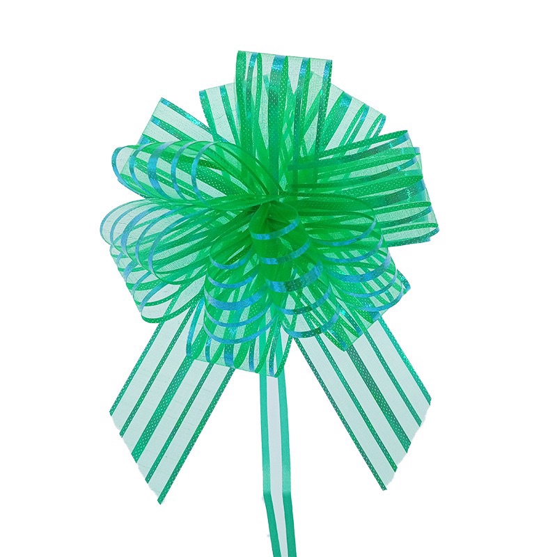 Nơ Tú Cầu Sọc Nhũ Rộng 5CM, Rút Bông Kích Thước 16x20CM Trang Trí Giỏ Quà, Bó Hoa,...