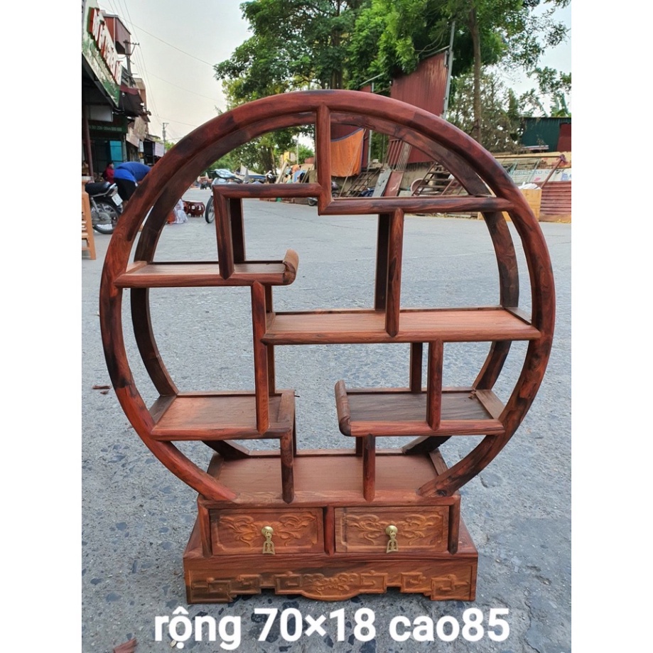 Kệ tròn trang trí gỗ hương phòng khách cao 90cm