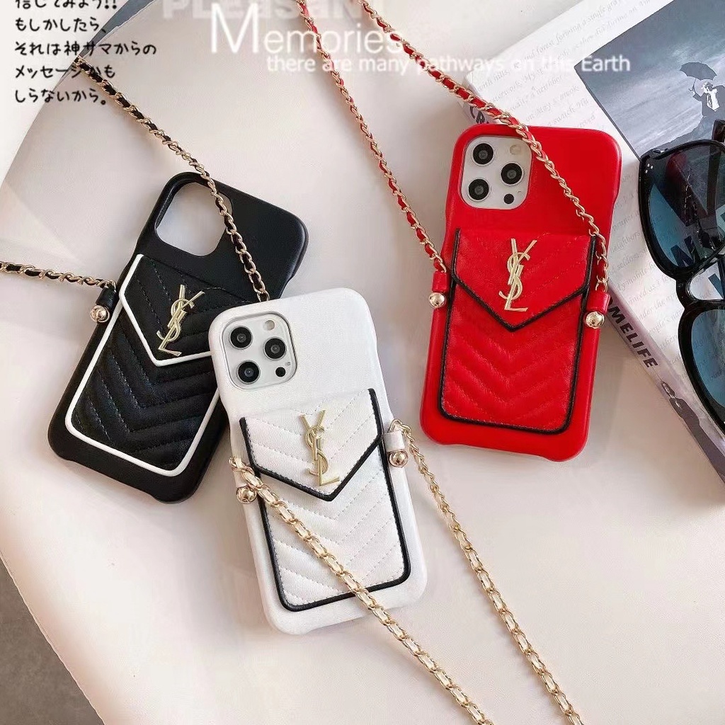 Ốp điện thoại da có ngăn đựng thẻ phối chuỗi đeo thích hợp cho iPhone 13 12 11 Pro Max X XR XsMax
