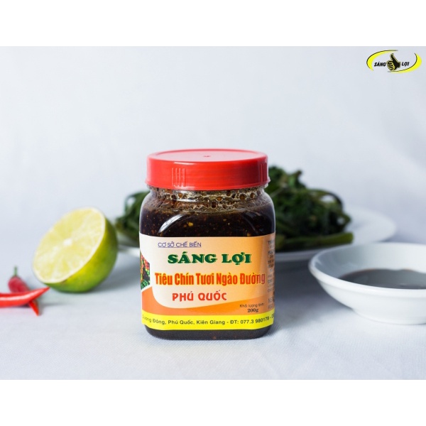 [200g] Tiêu chín tươi ngào đường Phú Quốc SÁNG LỢI - hũ nắp đen (mẫu mới) - đặc sản Phú Quốc