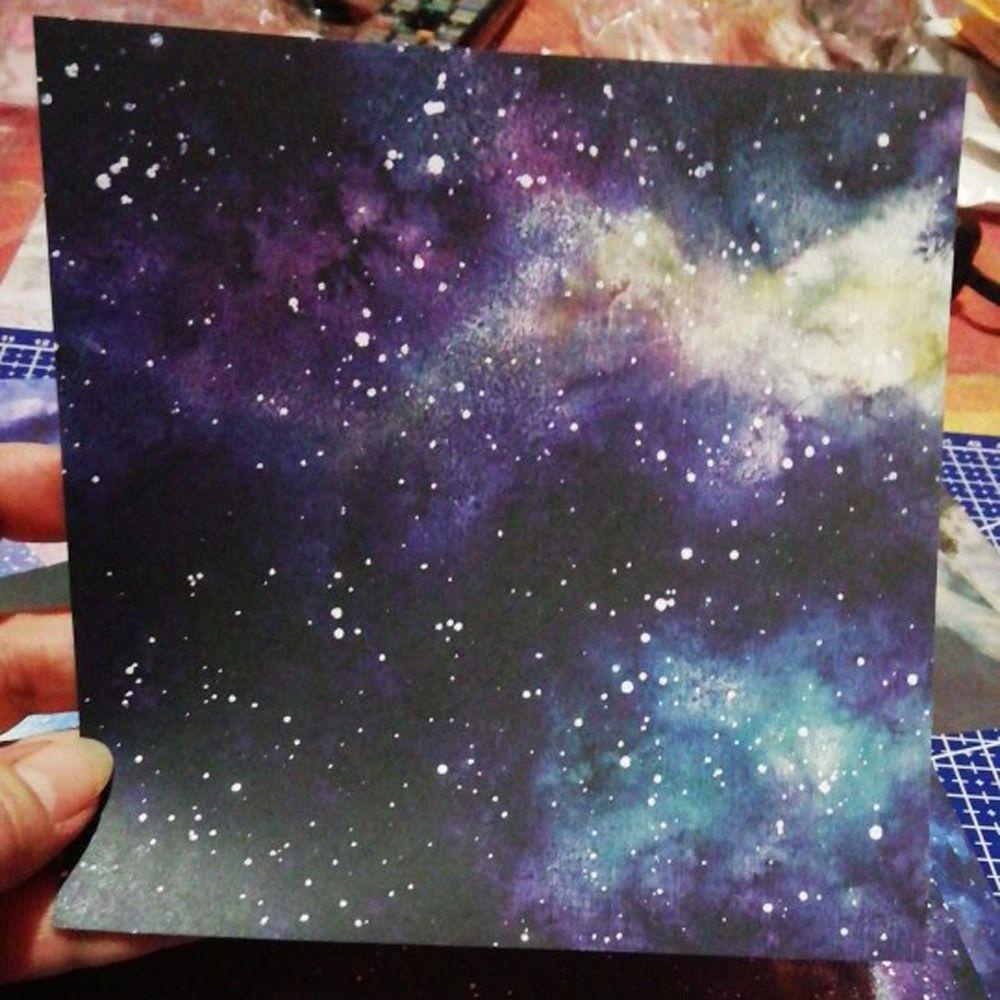 Set 24 Tờ Giấy Họa Tiết Bầu Trời Sao 6 &quot;X6&quot; Dùng Trang Trí Sổ Tay / Trường Học