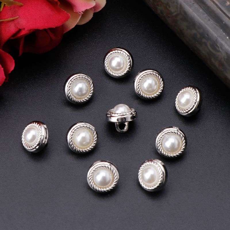 10 Nút Ngọc Trai Giả Bằng Nhựa Hình Số 8 Dùng May Vá Thủ Công DIY