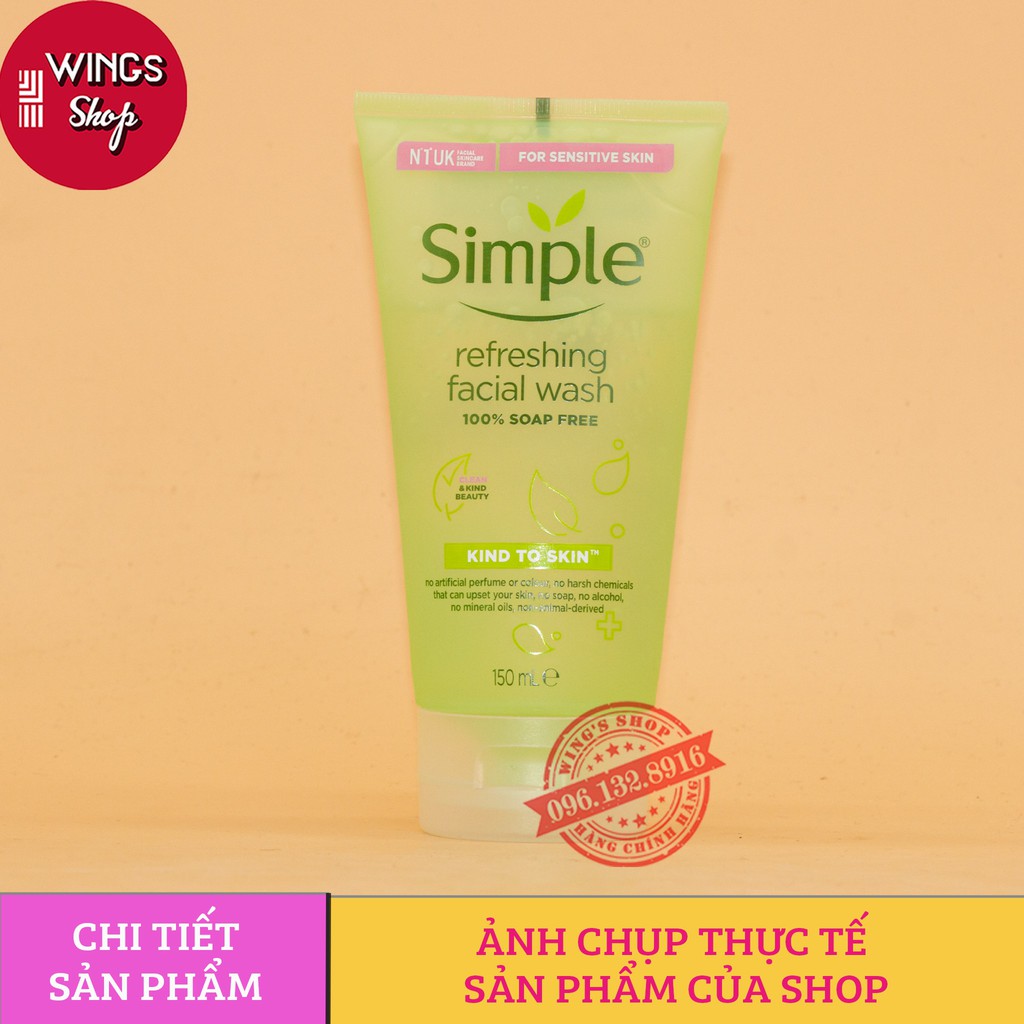 Sữa Rửa Mặt Dạng Gel Simple Kind To Skin Refreshing Facial Wash 150ml