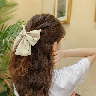 Kẹp tóc nữ Phối thắt nơ Chấm bi CUTE