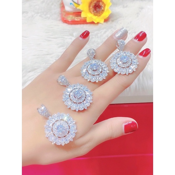 mặt dây chuyền đính đá trắng dát bạch kim cao cấp mẫu mới cực đẹp