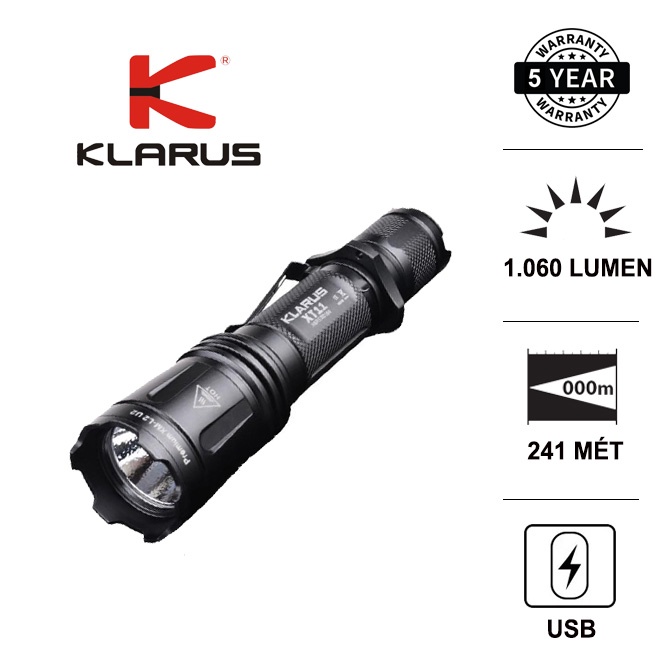Đèn pin chuyên dụng KLARUS XT11 độ sáng 1060lm chiếu xa 241m pin 18650 2600mAh
