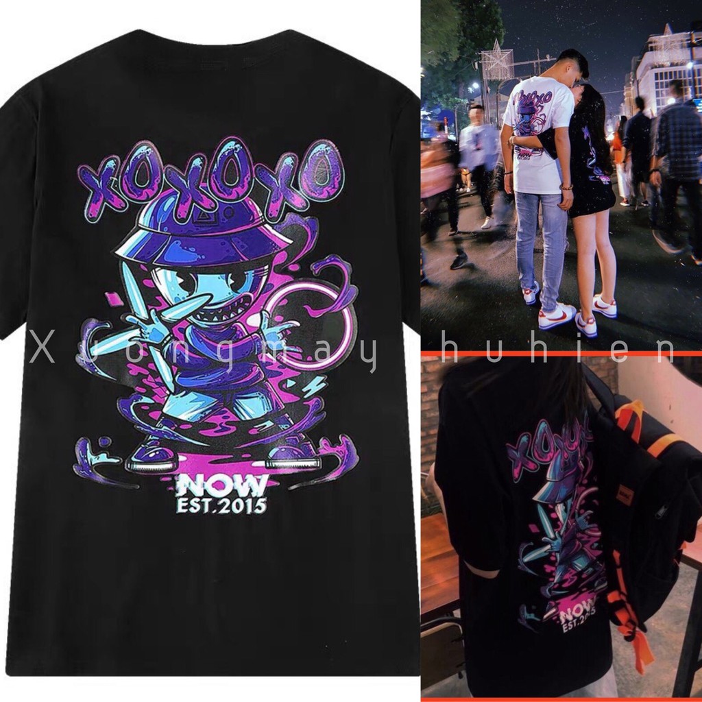 Áo thun cộc tay XO NOW cổ tròn phom rộng unisex/ Áo phông nam nữ tay lỡ in họa tiết 2 mặt_xuongmaythuhien