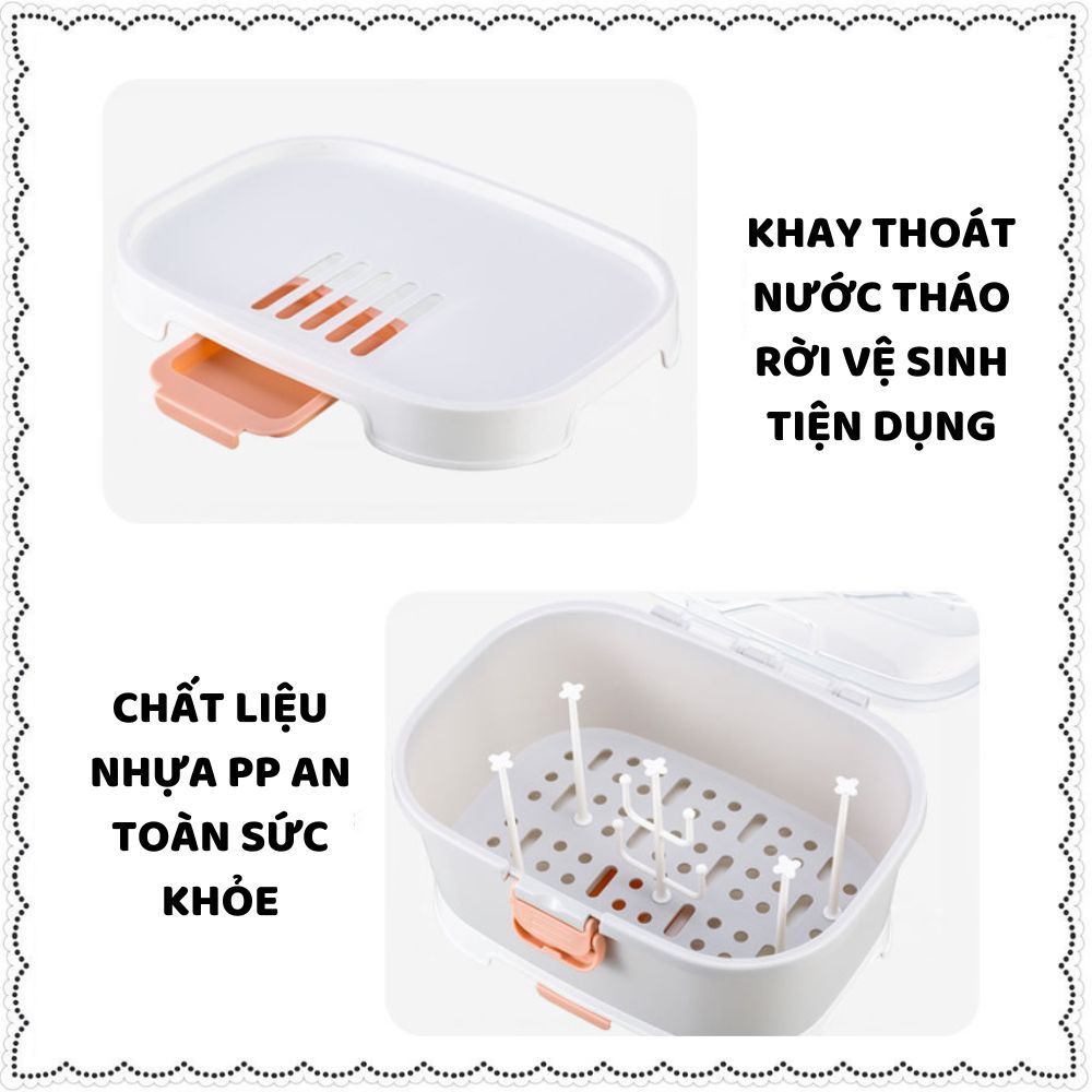 Khay úp bình sữa Jupin mẫu mới có 2 van thoát hơi ẩm - Giá đựng bình có nắp đậy