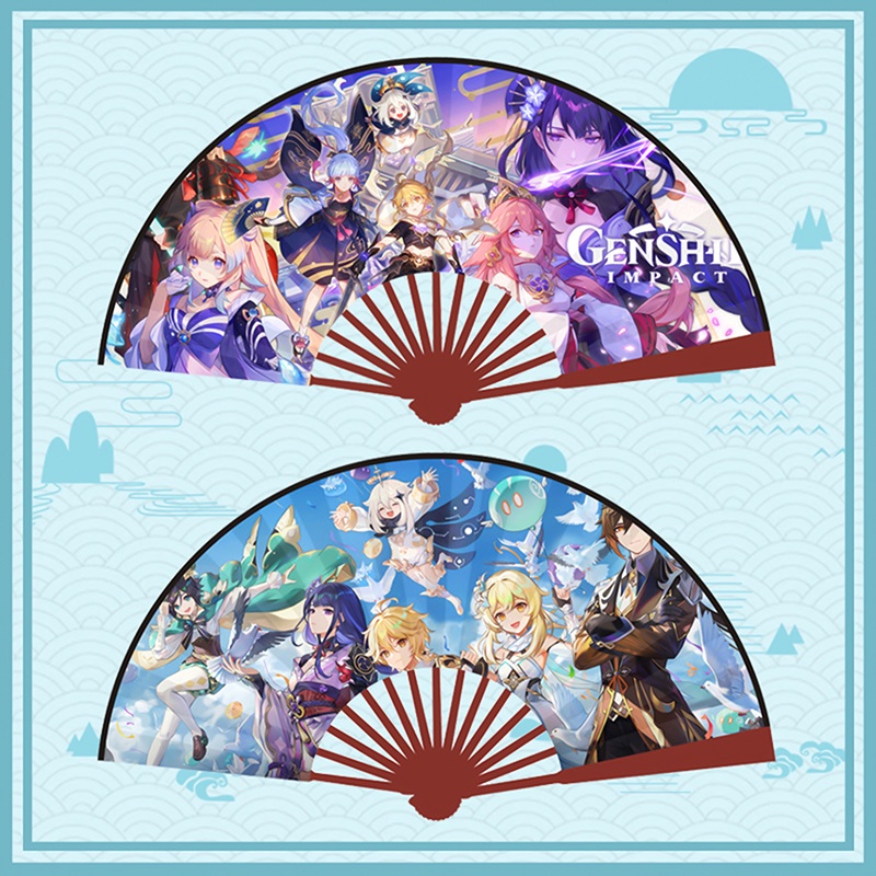 Quạt Điện Tử Cầm Tay 10 Inch Bằng Vải Lụa Gấp Gọn Anime Zhong Li Yuan God