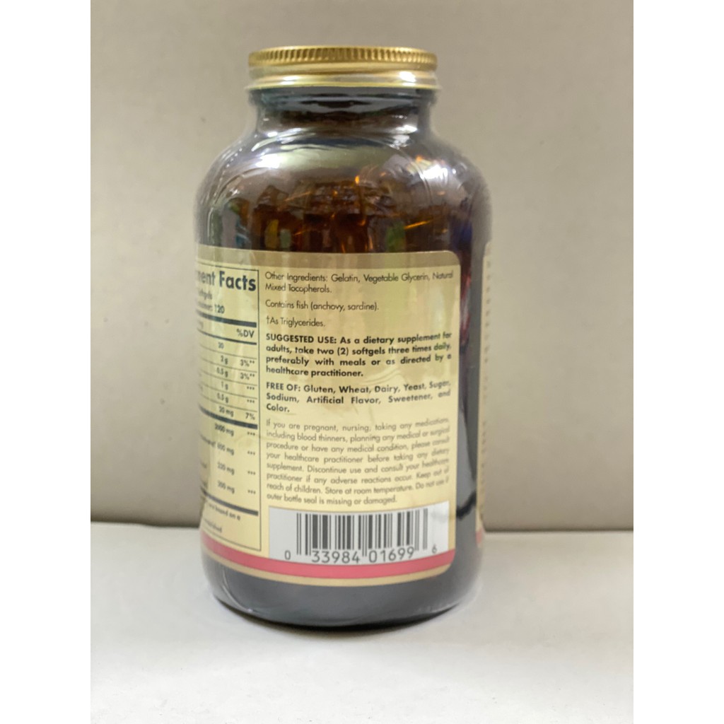 Dầu Cá Omega 3 Fish Oil Concentrate Solgar 240 Viên - Mỹ
