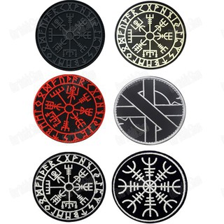 Bắc Âu Rune Aegishjalmr Miếng Dán Pagan Viking Kim Loại Ngoại Giáo Viking Miếng Dán Viking La Bàn Vegvisir Chiến Thuật Miếng Dán Ba