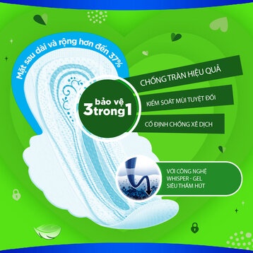Băng vệ sinh Whisper Ultra Clean siêu thấm có cánh 16 miếng