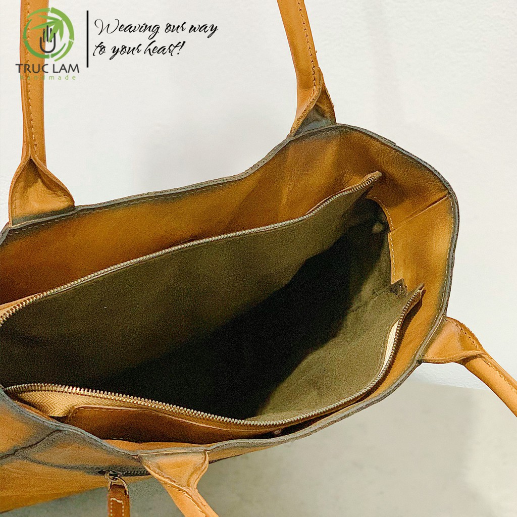 Túi Tote Thời Trang Nữ Dáng Dài Da Thật Cao Cấp Họa Tiết Giọt Nước – Trúc Lâm Handmade