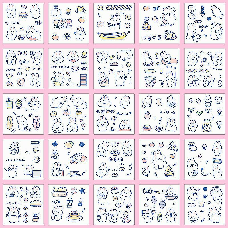 Sticker dán cute viền trong suốt tấm 8x8cm
