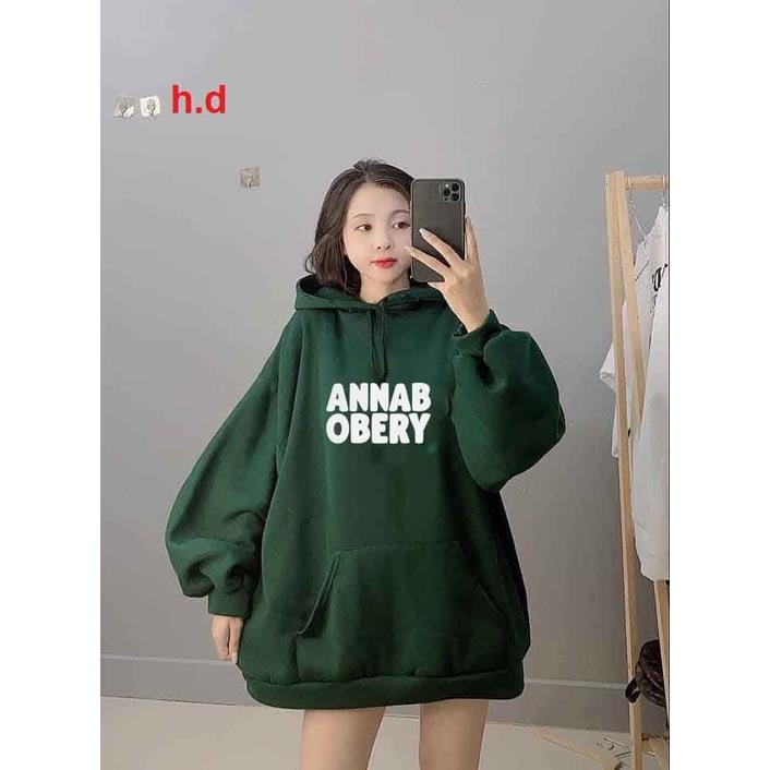 Áo hoodie ANNAB siêu hothit, chất nỉ ngoại Form thụng freesize unisex hàng mũ 2 lớp to đẹp hình in sắc nét