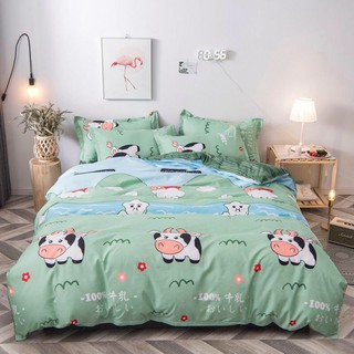 Bộ chăn ga gối cotton poly nhập khẩu Bò Sữa Xanh