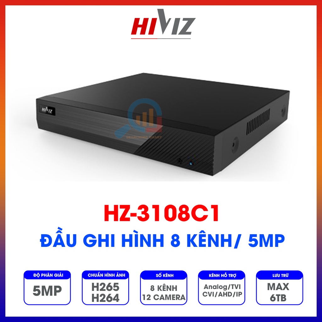 Đầu ghi hình Hiviz - HZ-3108C1 8 kênh 5MP, hỗ trợ camera Analog/TVI/CVI/AHD/IP - Chính hãng - Bảo hành 24 tháng