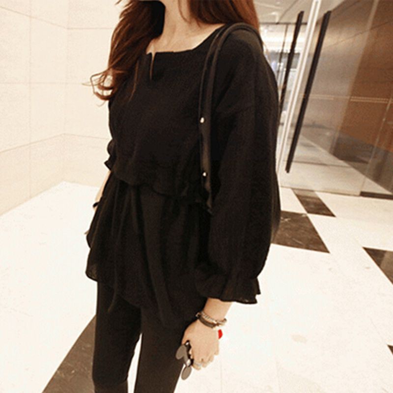 Áo kiểu tay loe dài dây rút thiết kế thanh lịch cho phái nữ | BigBuy360 - bigbuy360.vn