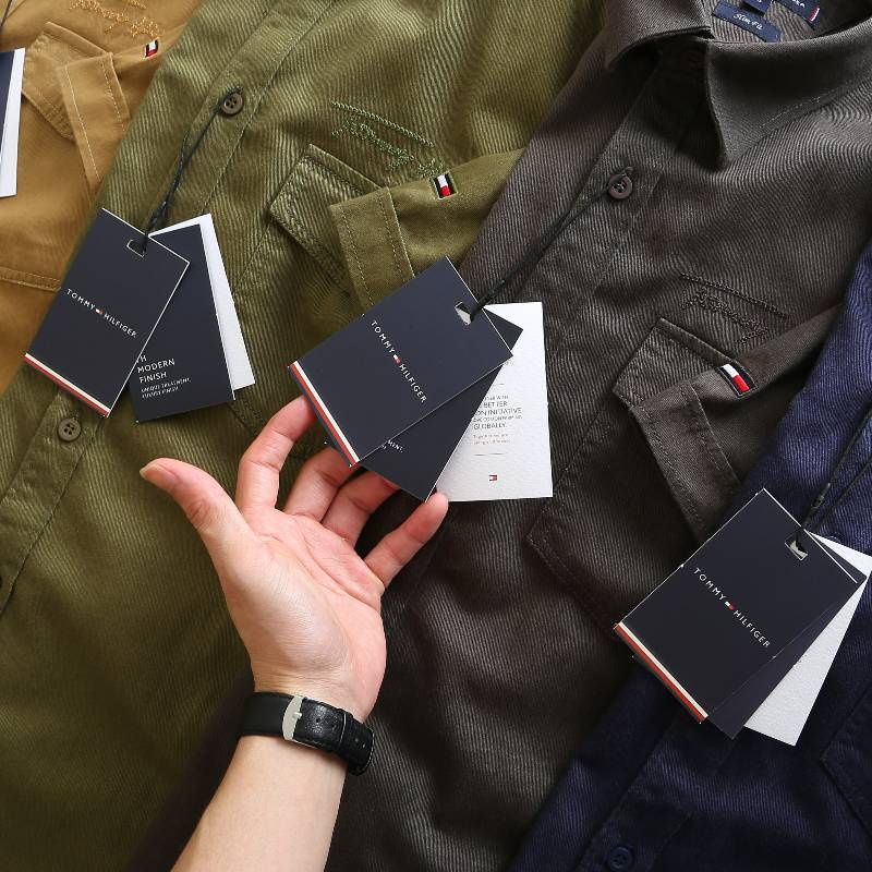 Áo sơ mi Kaki tay ngắn túi hộp -Áo khoác Kaki gam màu Retro cổ điển Logo thêu - 4 Màu II TM