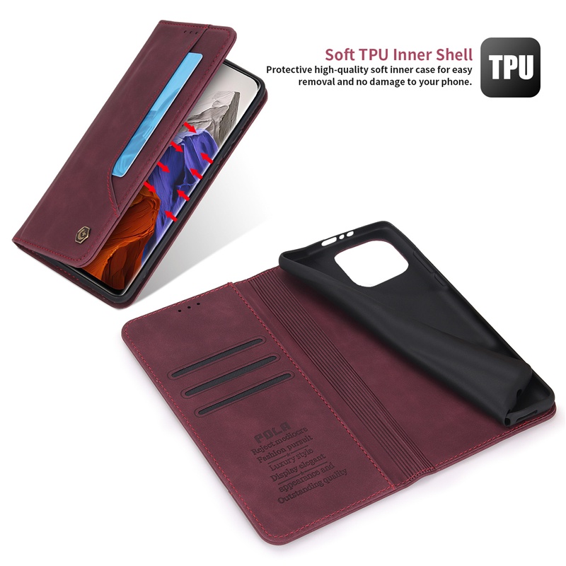 Bao Da Điện Thoại Nắp Lật Nam Châm Có Ngăn Đựng Thẻ Cho Xiaomi POCO X4 X3 GT M4 M3 Pro NFC Redmi 10 C A Note11 s Pro Vỏ