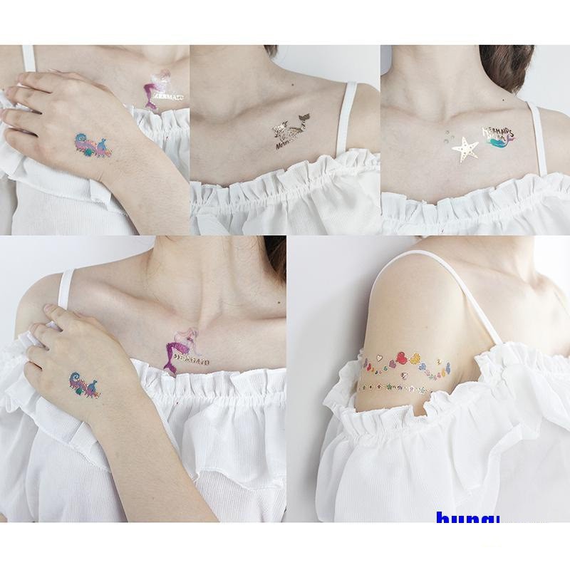 Hình Xăm Dán Tạm Thời Hình Nàng Tiên Cá Lấp Lánh Chống Thấm Nước