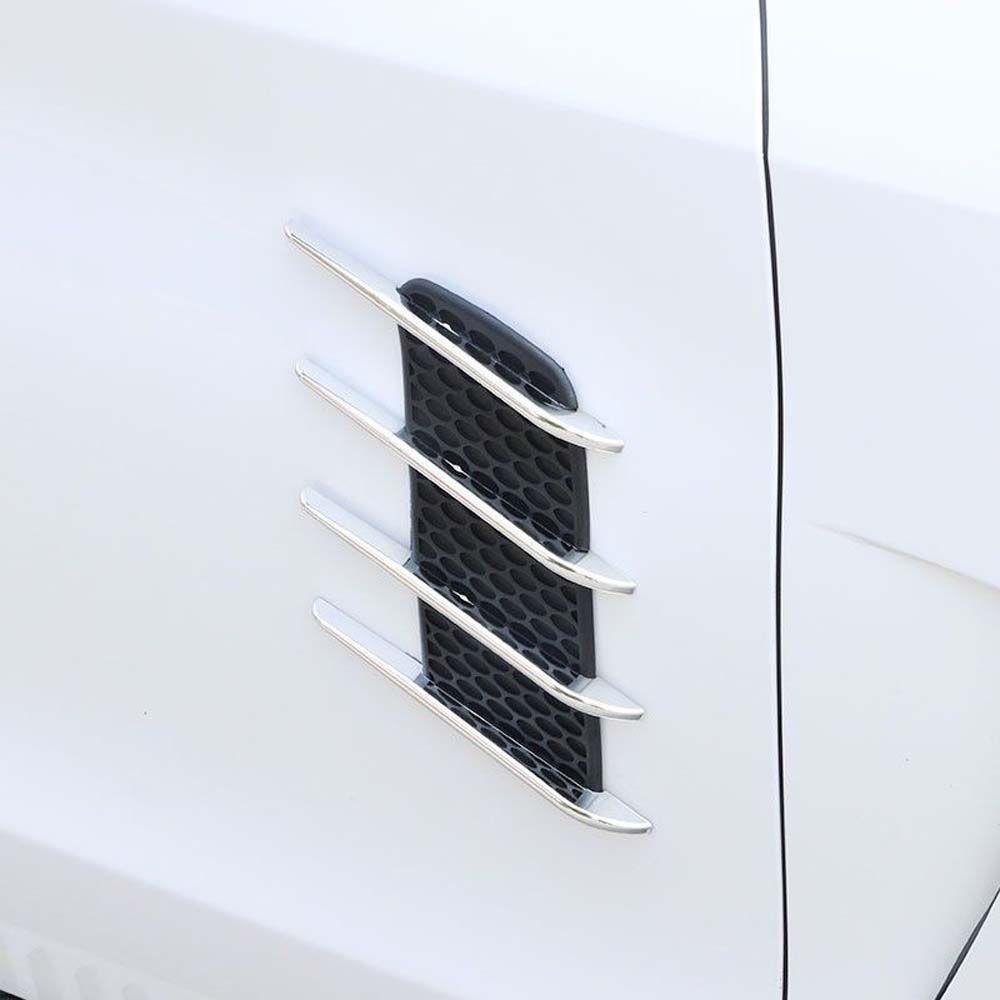 Miếng Dán Trang Trí Lỗ Thông Khí Xe Hơi Hình Cá Mập 3D Bằng Nhựa ABS Mạ Crom