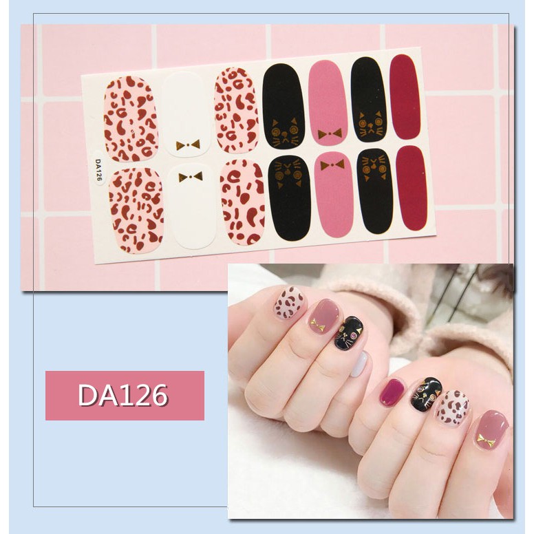 Bộ nail sticker 14 miếng dán móng tay trang trí 3D DA121 - DA140 xinh xắn chống thấm nước