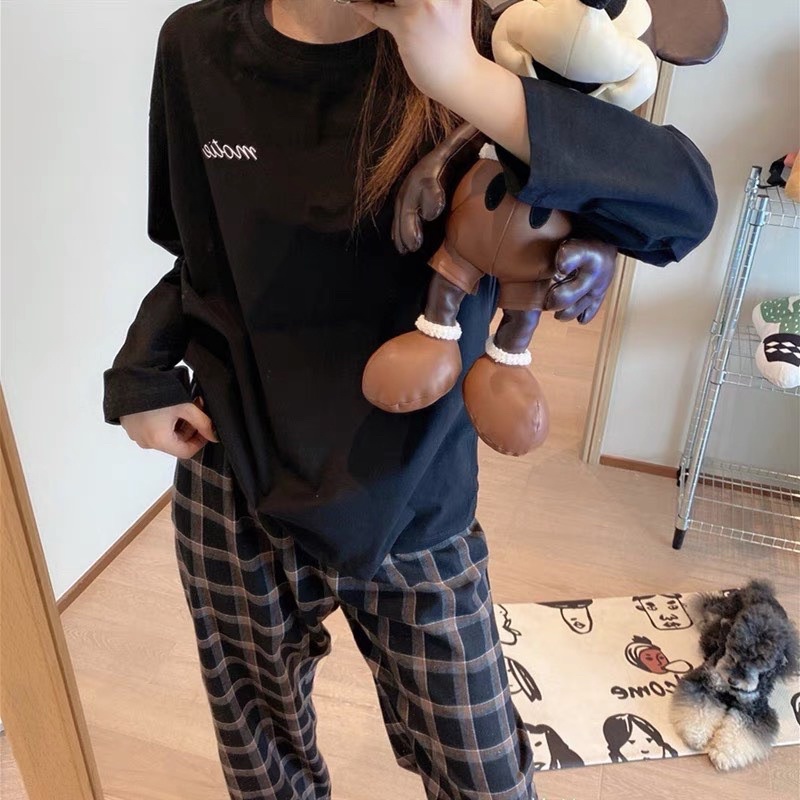 Set bộ mặc nhà kẻ sọc Caro hàng QC ulzzang