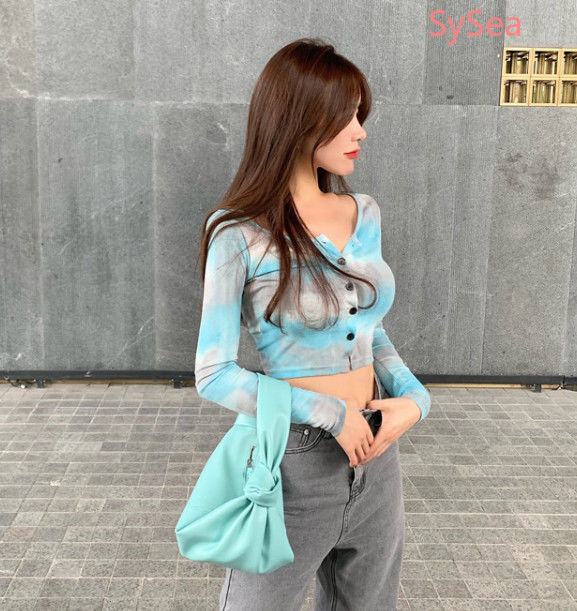 Áo Croptop Dệt Kim Tay Dài Thời Trang Mùa Hè Cho Phái Nữ