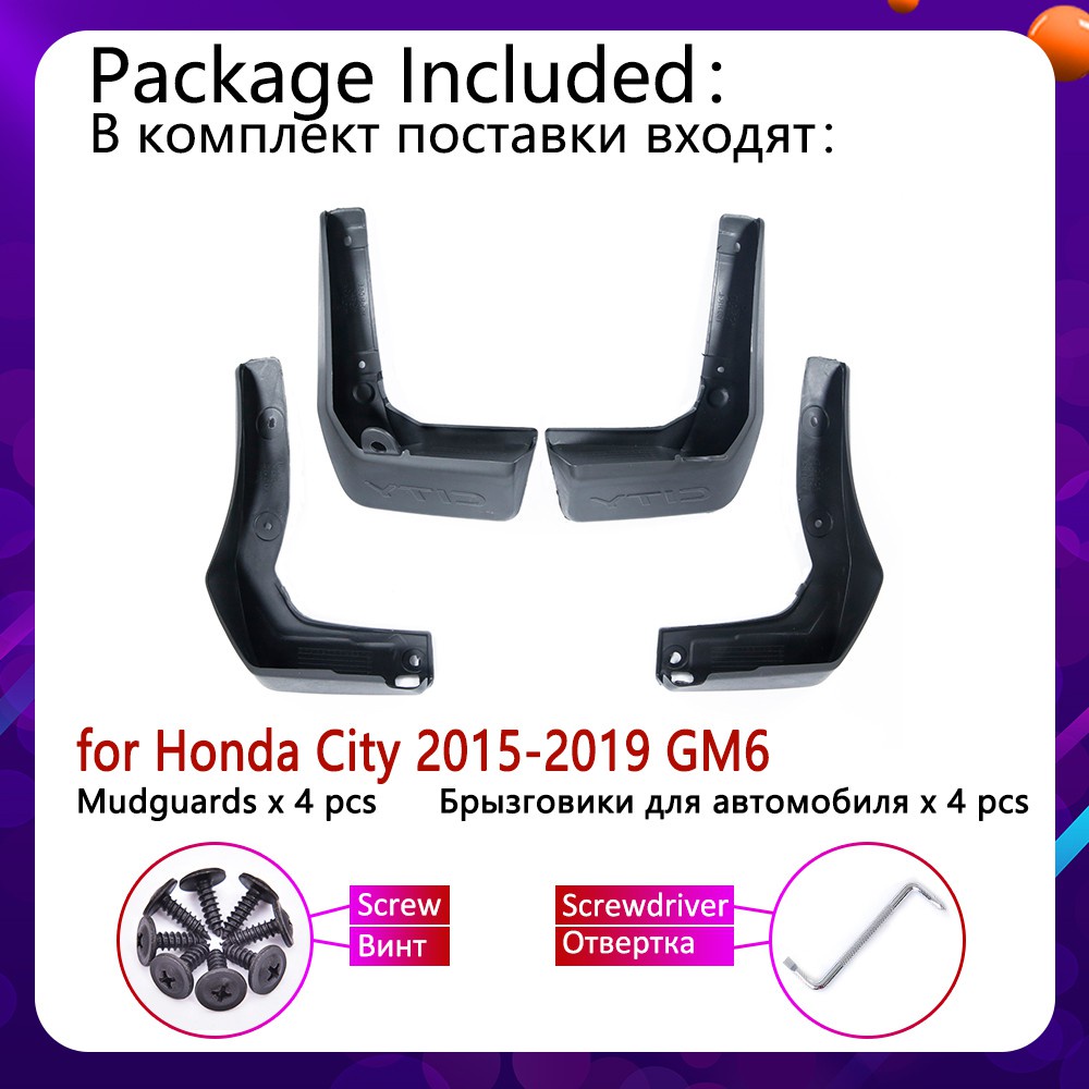 FENDER Tấm Chắn Bùn Cho Xe Honda City Gm6 2015 2016 2017 2018 2019