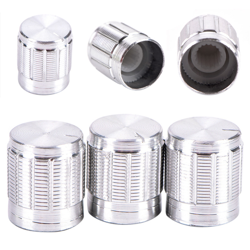 Colorfulswallowfly 10Pcs 15x17mm Silver Knob Cap Aluminum Alloy Potentiometer Volume Regulator Knob CSF