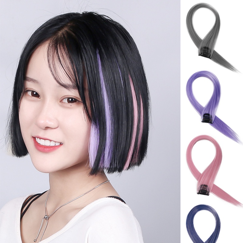 Tép tóc giả thẳng nhiều màu sắc tùy chọn phong cách Hàn Quốc thời trang