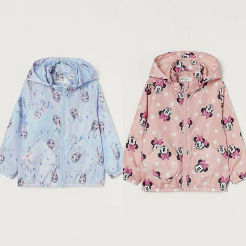 Áo KHOÁC GIÓ 2 LỚP HM _ Hàng xuất hình Mickey/ Elsa cho bé gái