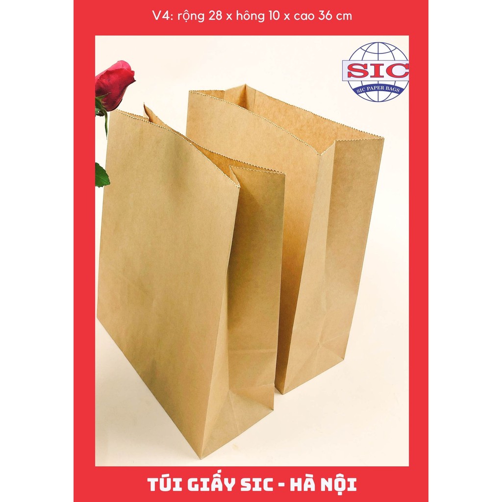 [SET 15 CHIẾC] TÚI GIẤY KRAFT XI MĂNG V4: 28x10x36 KHÔNG QUAI ( ẢNH THẬT)