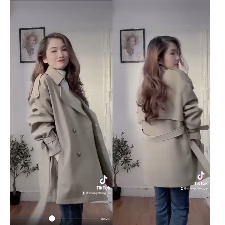 Áo khoác mangto lỡ kèm đai chính hãng Boiling