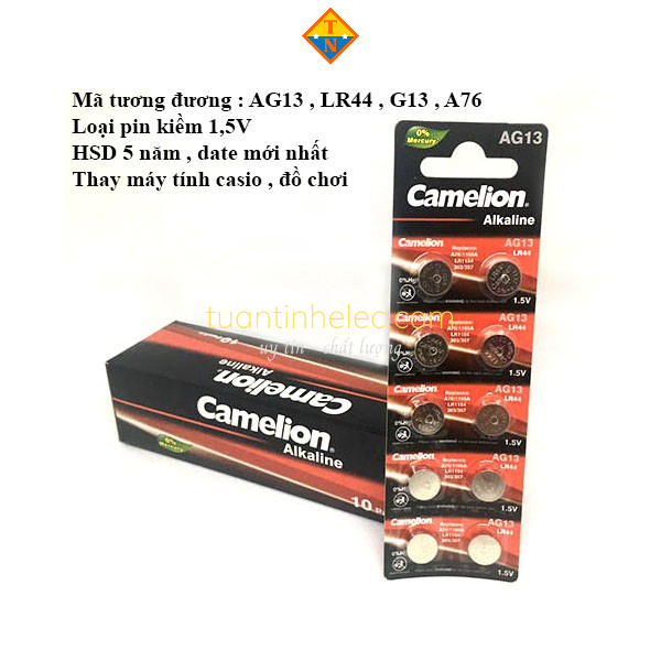 Pin 1.5V AG13 / LR44 / LR1154 / 357 / A76  thay máy tính Casio (1 viên)