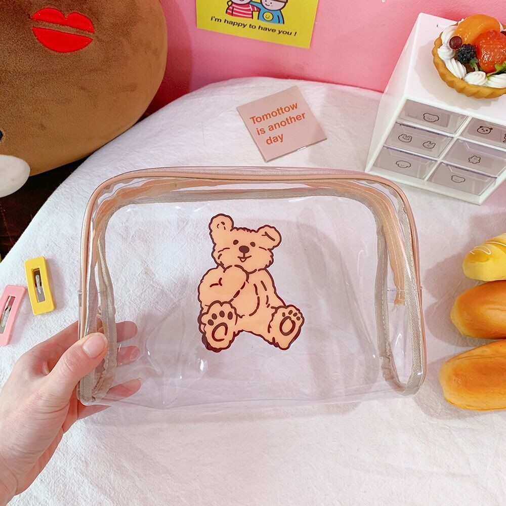 Túi đựng mỹ phẩm chống thấm nước hình gấu dễ thương phong cách Hàn Quốc | BigBuy360 - bigbuy360.vn